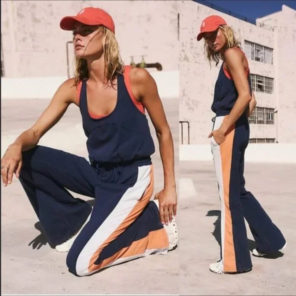 FREE PEOPLE MOVEMENT New Flow Flare Onesie Jumpsuit Indigo Size L